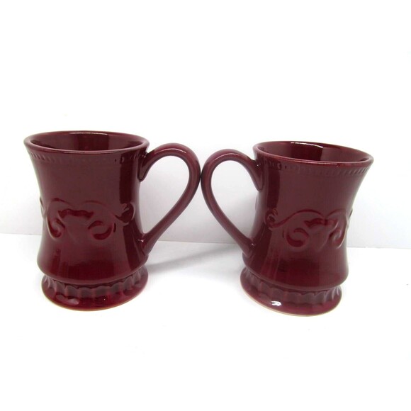Demdaco Sapore Deb Hrabik Hand Painted Red Mugs Set Of 2 - Picture 2 of 6